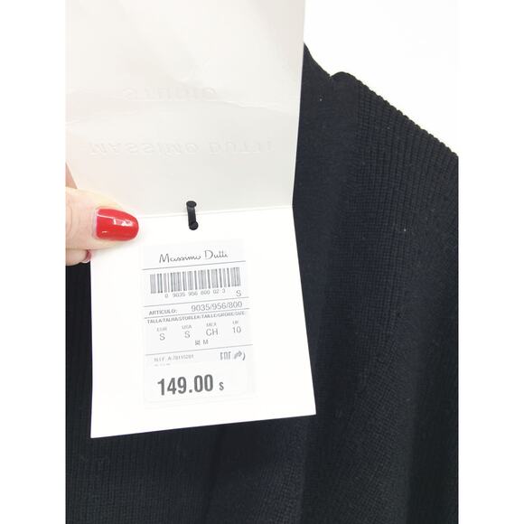 Massimo Dutti Black Open Front Long Cardigan Size S NWT - Picture 5 of 7